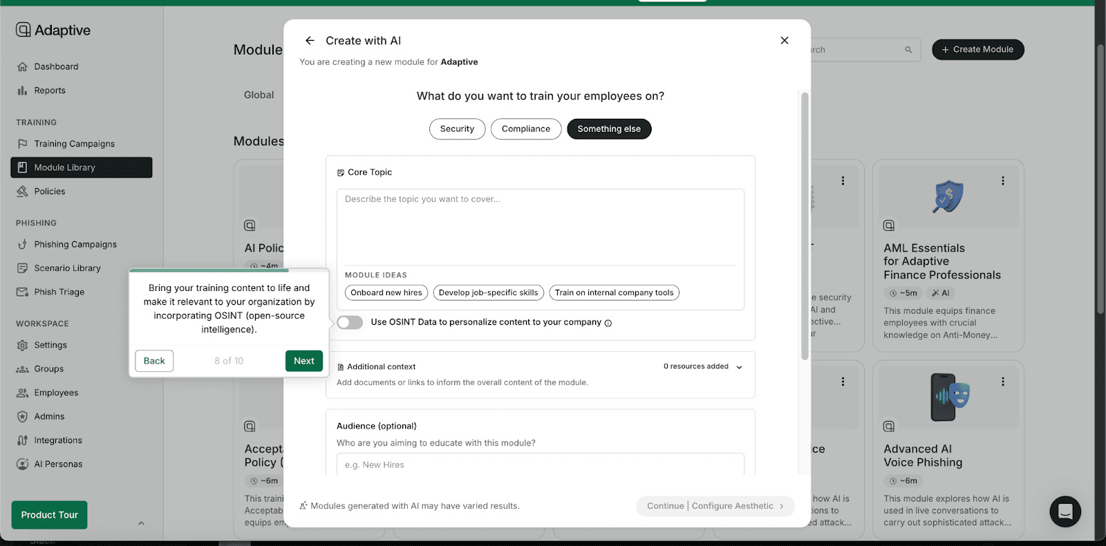 Adaptive Security Dashboard