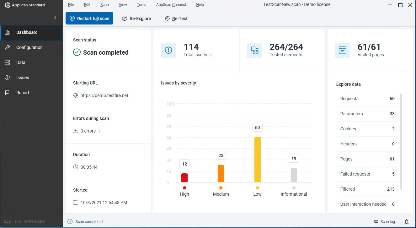 HCL AppScan Dashboard