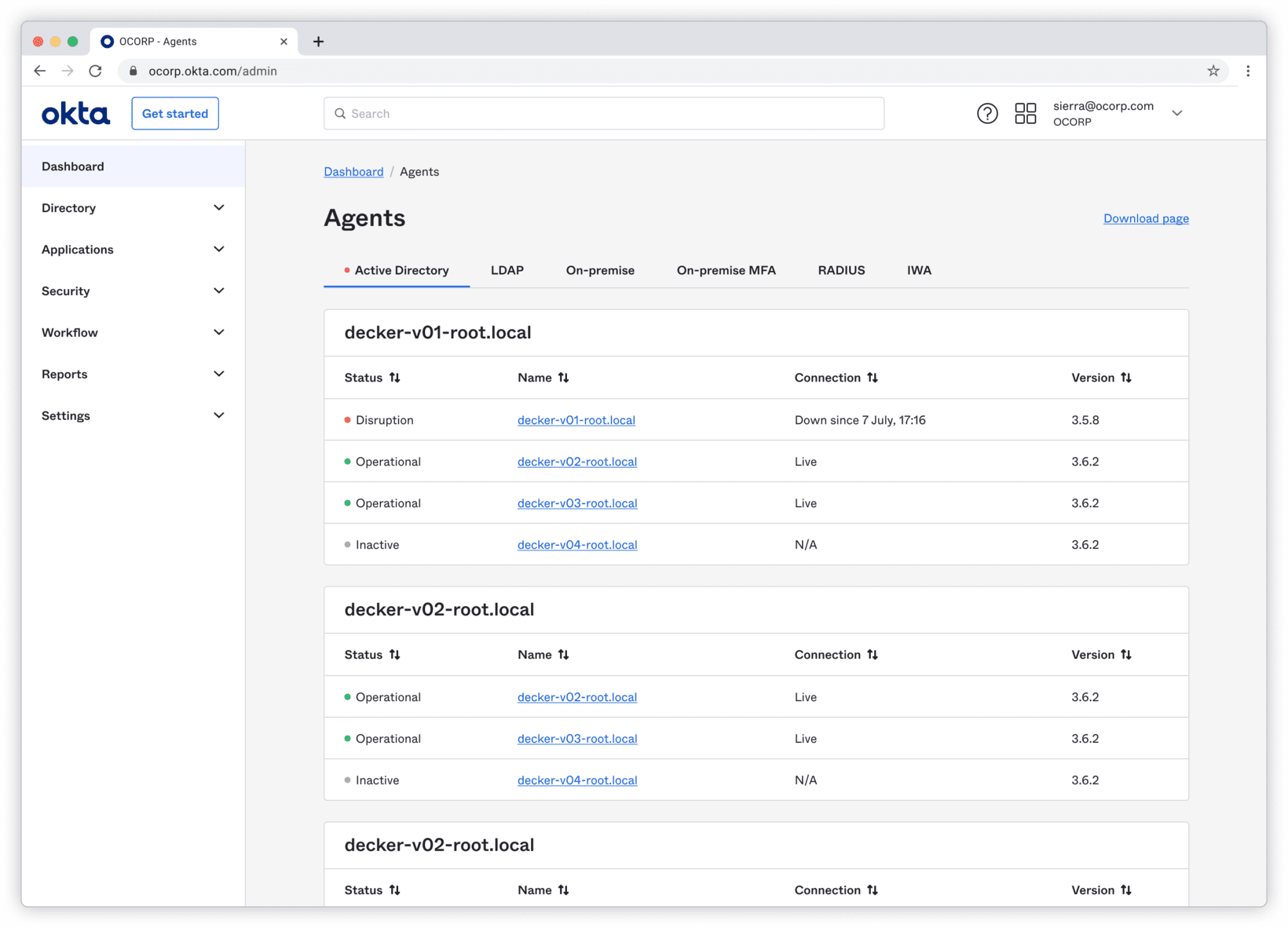 Okta Dashboard