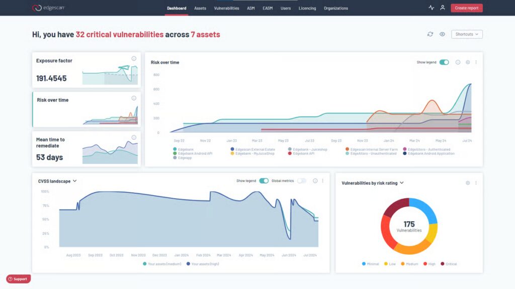 Edgescan dashboard