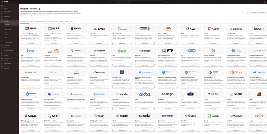 Files.com integration catalog